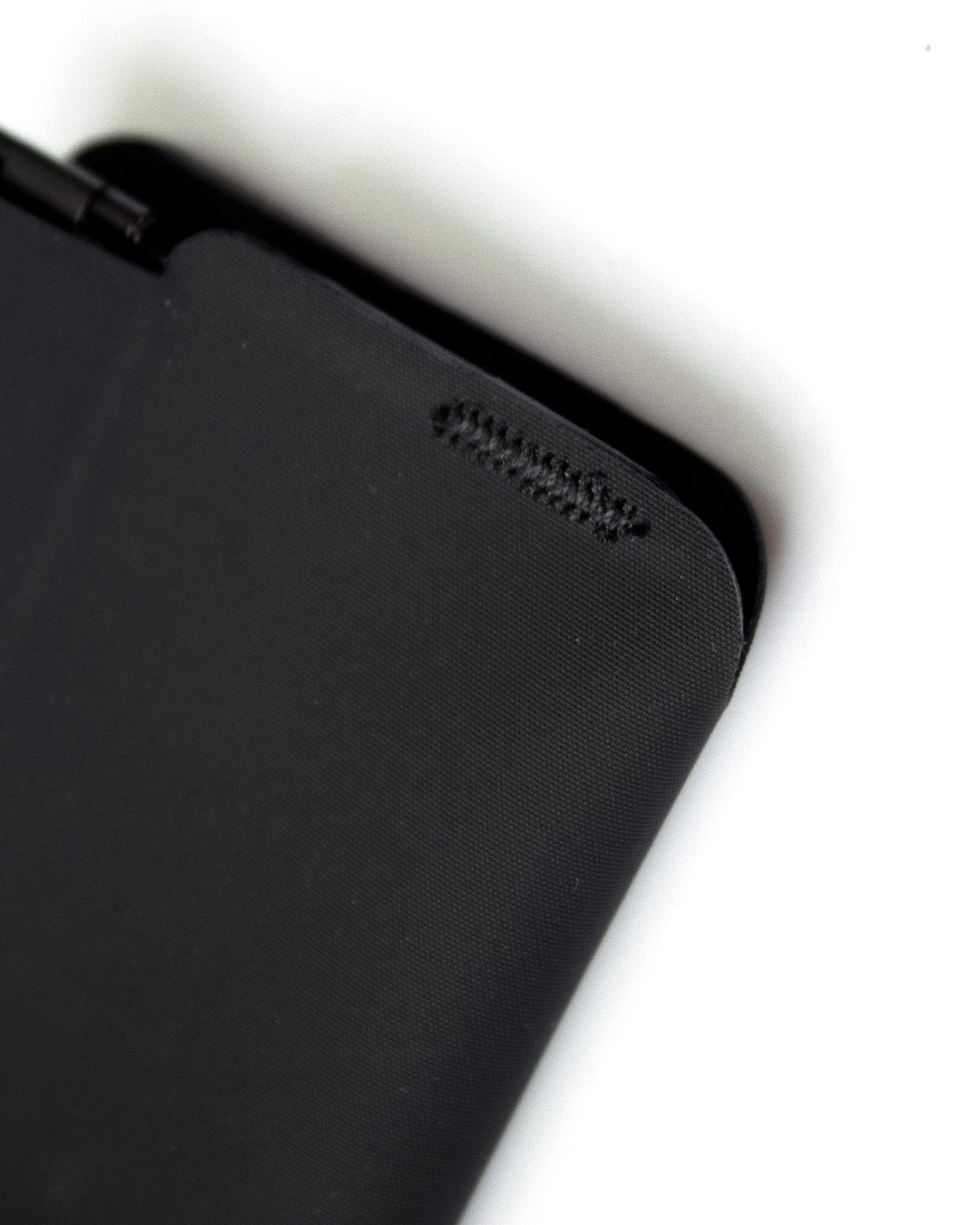 Close-up of the matte black case texture
